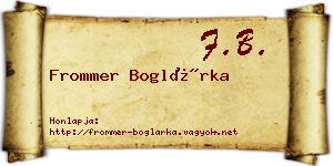 Frommer Boglárka névjegykártya